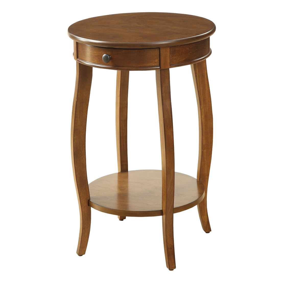 Walnut End Table with One Drawer