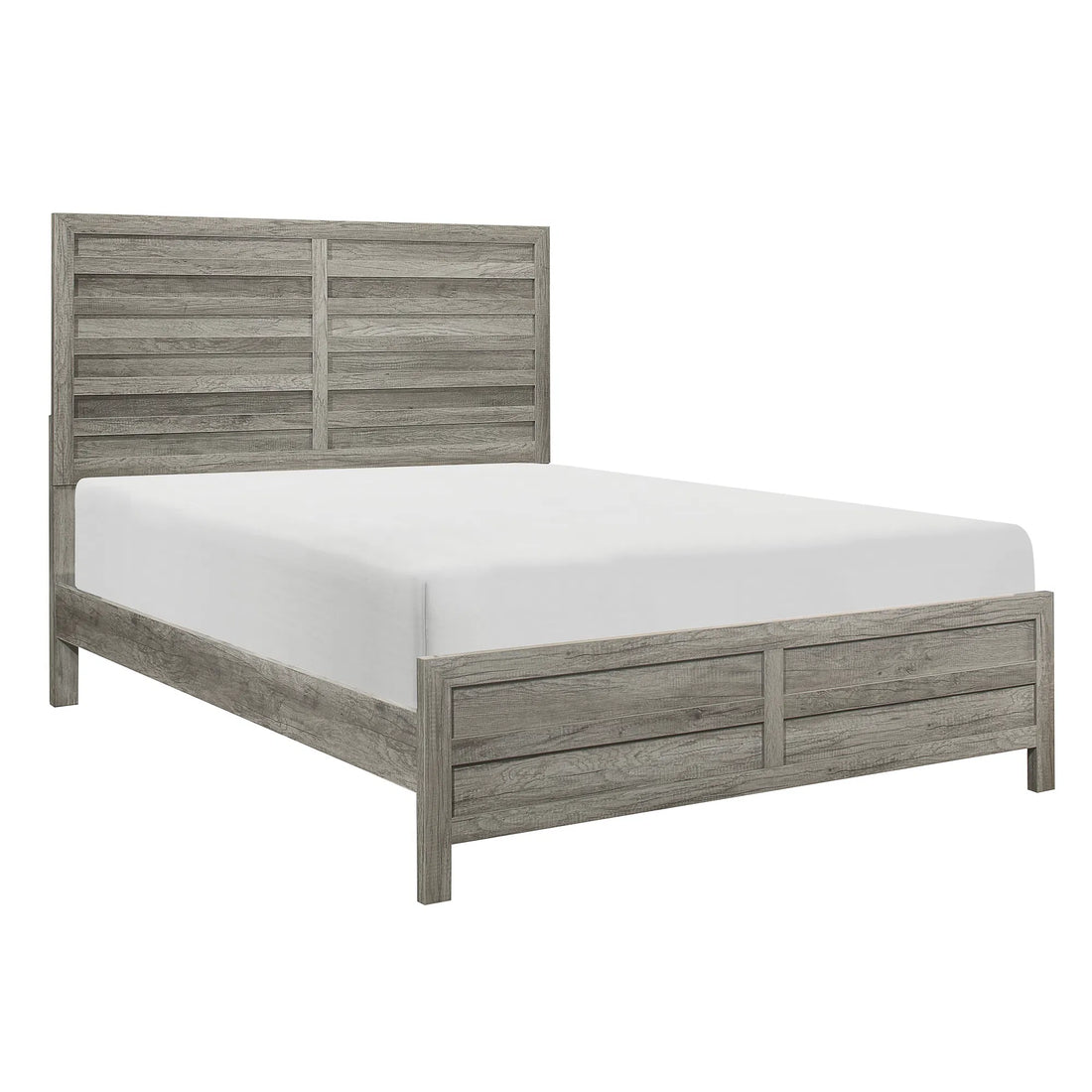 Weathered Gray Finish Queen Bed - 1-Piece Wooden Rustic Bedroom Furniture