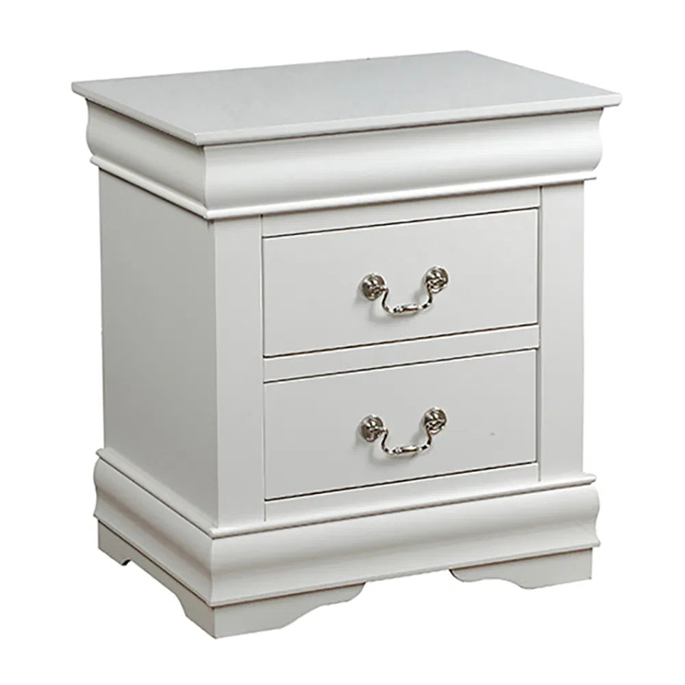 White 2-Drawer Bedside Table