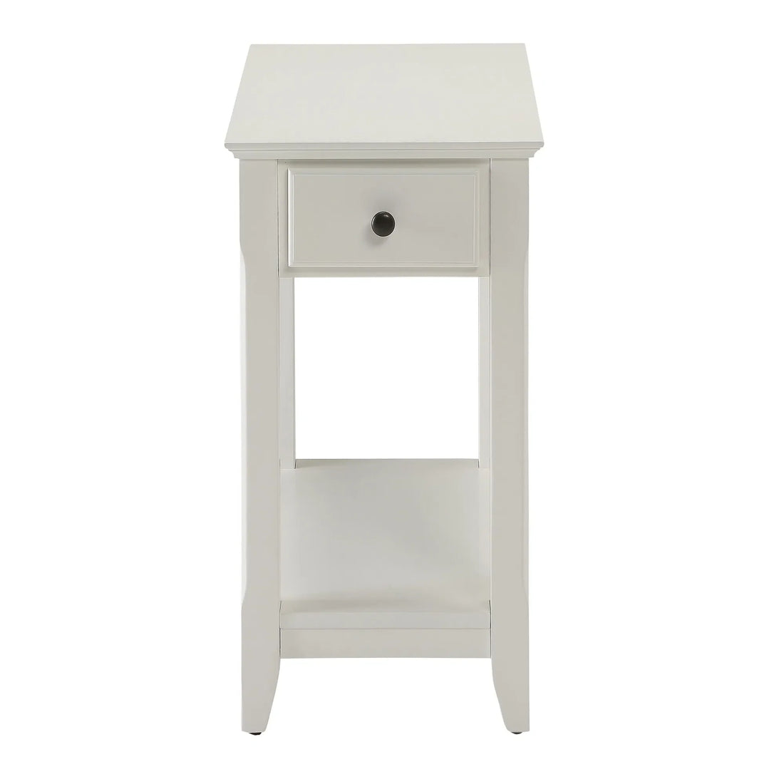 White Accent Table with Bottom Shelf for Extra Storage